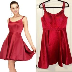 NWOT Abby Paris Red A Line Scoop‎ Neck Mini Dress w/ Pockets